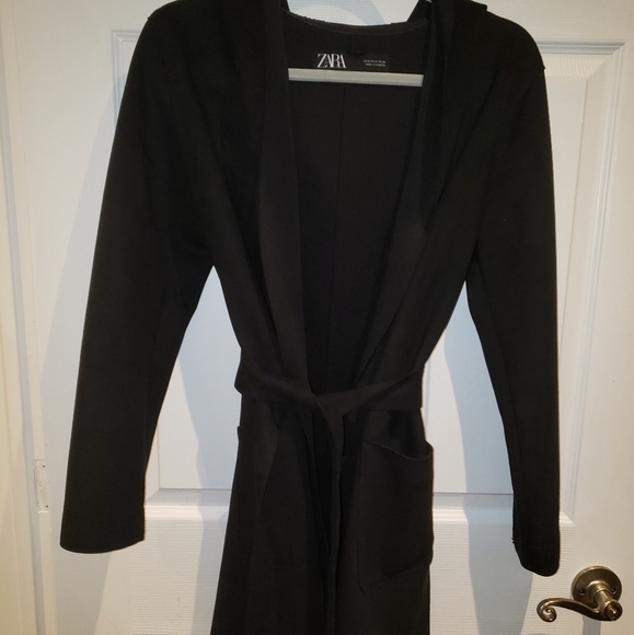 Zara black hooded belted jacket size small - Picture 1 of 2